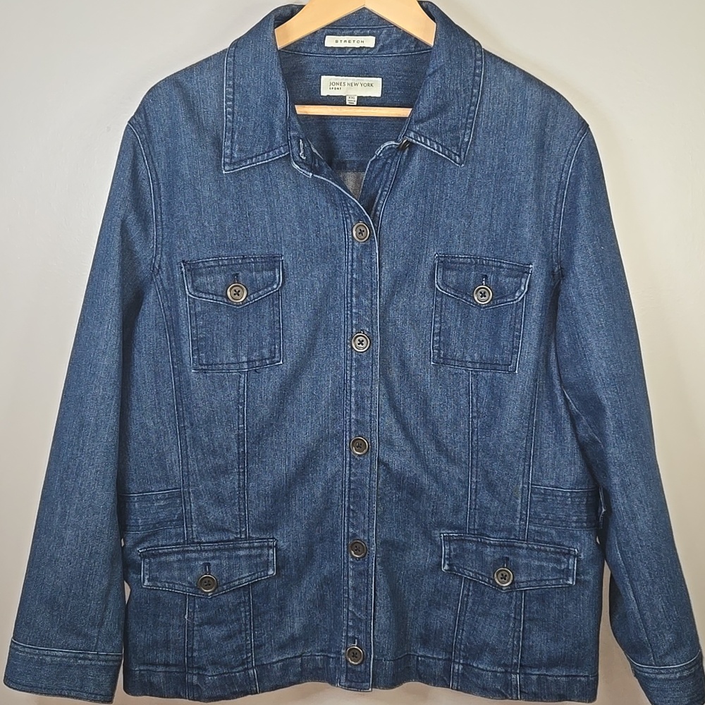 Jones of NY Barn Style Plus Size XXL 4 Pocket Longer Length Jean Jacket